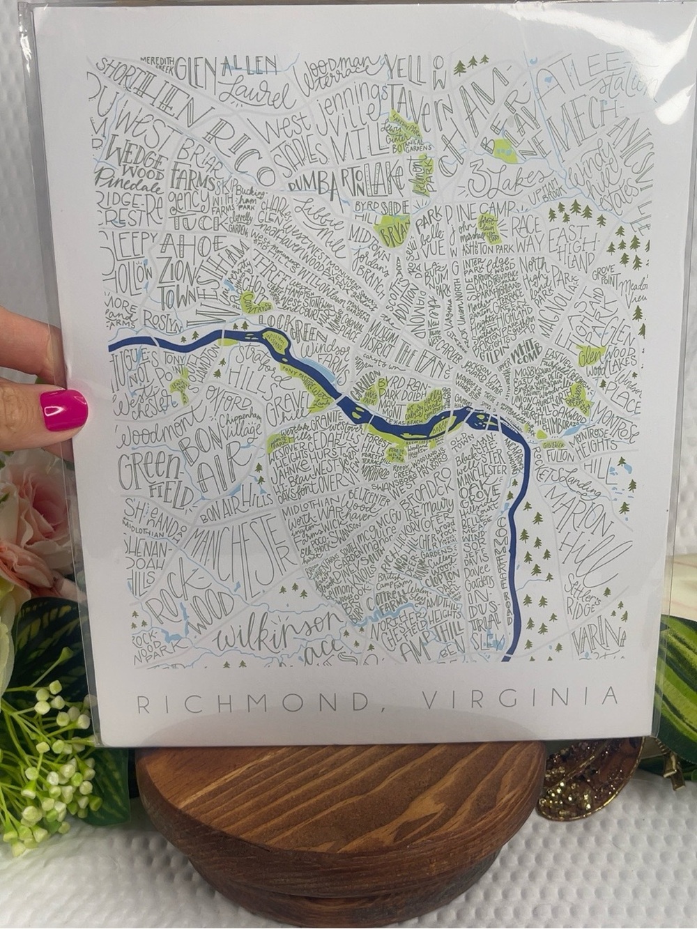 Billie Claire Handmade Richmond Virginia Neighborhood Map Art Print 8x10